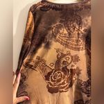 Dress Barn 90s Y2K whimsigoth burnout velvet paisley and roses top XL Photo 5