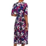 Kasper Floral Tie Waist Midi Dress Size 6 Pink Blue Gray Career Casual Feminine Photo 1