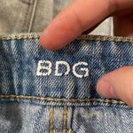 BDG UO Super high rise cheeky denim shorts light wash distressed fringed hem 29 Photo 6