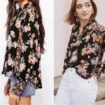 Free People Hold on to Me Black Floral Button Down Shirt Size XS Photo 2