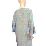 Roller Rabbit Blue Floral Stripe Three Quarter Ruffle Sleeve Dress Women’s Large Photo 10