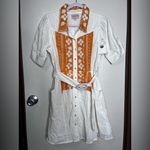 CIEBON Chic White and Orange Patterned Mini Dress Photo 1