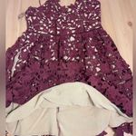L'ATISTE Floral Embroidered Mini Dress in Burgundy Size S Photo 5