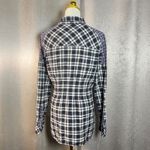 Free People  Plaid Button Up Shirt Long Sleeve Mixed Print Top Size L Photo 5