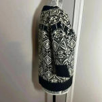Jillian Jone Thick Wool Short Sleeve Sweater Black/ Off White. Sz: S Aztec print Black Photo 8