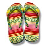 Vera Bradley Serape Paradise Flip Flops Tribal Native Print Teal Yellow Red 7 8 Photo 1