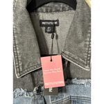 Pretty Little Thing NWT Washed Gray Double Layered Denim Cropped Jean Jacket 2 XS Photo 3