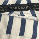 ZARA Basic blue/white striped ankle pants with back pockets Photo 3