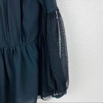 Free People Black Pleated Peplum Hem Open Back Slit Peasant Balloon Sleeves Top Photo 8