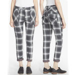 Free People Slouchy Plaid Utility Pants Cropped Cuffed Hem Monocromatic Gray 0 Photo 1