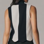 Maeve Black and white striped Scalloped Turtleneck Sweater Photo 2