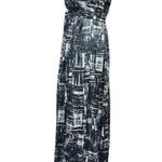 Calvin Klein Strapless Geometric Print Gown Black White Silver 6 Photo 1