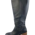 Portland Leather Patina Black Leather Block Heels Zip Up Knee High Boots Sz 8.5 Photo 0