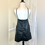 Free People  Faux Black Leather Spaghetti Strap V-Neck Dress w Pockets Sz L Photo 12