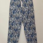 Drew NWT  Angelica Dayna Bluebird Floral Paisley Cropped Pants Blue Tan White 2 Photo 0