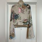 Beginning Boutique NWT  Sheer Long Sleeve Floral Front Tie Shirt Feminine Blouse Photo 7