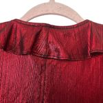 RETROFETE Fiona Plunge Neckline Metallic Bodysuit Red XS Red Photo 5