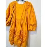 RHODE Orange Yellow 100% Cotton 3/4 Sleeve Embroidered Carla Mini Dress Size M Size M Photo 7