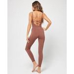 L*SPACE Go The Distance Jumpsuit in Cafe Size Small /S COMFY YOGA TRAVEL ACTIVE Tan Photo 3