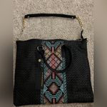 Lionel black Woven Tote Bag with Multicolor Pattern Photo 5