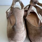 Gianvito Rossi  Suede Ankle-Wrap Ballerina Flat, Light Gray Photo 7