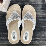 White Mountain  Cliffs Cienna White & Silver Embellished Flat Thong Sandals 10 Photo 4