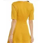 London Times  Dress Womens Size 4 Mustard Yellow Textured Fit Flare Short Sleeve Photo 3