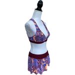 Antonio Melani New Bikini Womens S M Paisley 3 Piece Swimsuit Set Skirt Purple Photo 8