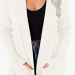 Merokeety NWT Women’s White Open-Front Cardigan With Long Sleeves Front Pocket Photo 3