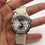 Disney  Minnie Mouse Silver Tone White Silicon Band Watch Working New Battery Photo 4