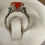 Orange Carnelian & White Quartz Sterling Silver Ring 4.47ctw New Sz 8 Photo 3