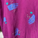 Vintage Sally Too Sweatshirt 80s Turtleneck All Over Print Pink Zumba Medium Purple Photo 1
