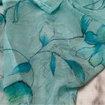 Blue Floral Sheer Short Sleeve Blouse Flowered Silver Sparkles Over Shirt Jacket Size 3X Photo 9