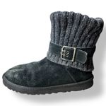 UGG Women Cambridge Sweater Cuff Suede Boots US 9 Cozy Knit Warm Ribbed Black Photo 5