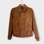 Eddie Bauer 90s Minimalist Classic Lamb Leather Jacket In Caramel Brown Small Photo 3
