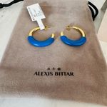 Alexis Bittar Retro Memphis 14K Yellow Goldplated Half-Hoop Earrings, Blue, NWT Photo 9