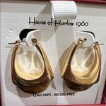 House of Harlow 1960 | Faux Agate Style Hoop Earrings Gold Photo 6