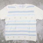 Cricket Lane Collection Vintage Womens‎ White Floral Short Sleeve Sweater Large Photo 0