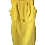 Calvin Klein TAHARI Women's Textured Yellow Sleeveless Midi Dress w/Faux Belt Lined - Size 8 Photo 0