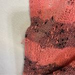 Umgee Striped Gauze V-neck Poncho Tunic Pullover pink black stripes sheer Large Photo 6