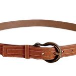 Burberry Brown Leather Top Stitched, Studded Belt, Size 110/40 Photo 1