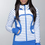 Lululemon  Scuba Hoodie II in Stroll Stripe Pipe Dream Blue White Photo 0
