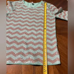 J.Crew Mint Green Chevron Sequin Top Party Holiday Festive Long Sleeve Size XS Photo 5