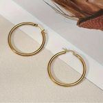 18k Gold Polished Large Tube Earrings Photo 1