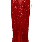 NWT Mandalay Red Sequin High Low Maxi Mermaid Gown Evening Formal Dress Womens 8 Photo 0