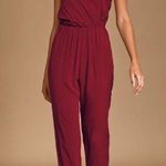 Lulus Size M Learning to Fly Burgundy Halter Jumpsuit Photo 0