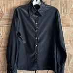 Charlotte Ford Womens Black Button Up Shirt Blouse Size S/M Career Photo 0
