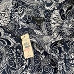 Talbots NWT Ink Deep Navy and White Paisley Long Sleeve Button Down Top, Size P Photo 2