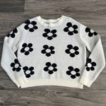 IJoah Oversized Flower Knit Crewneck Sweater Black Size‎ Small Photo 0
