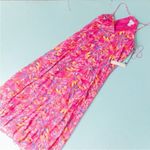 Nicole Miller NEW  NY Hot Pink Floral Print Sleeveless Maxi Shift Dress Size XL Photo 2